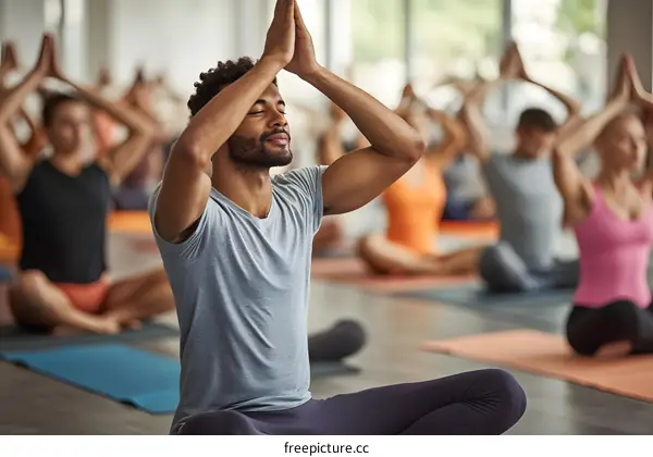 Group of People Practicing Yoga in a Studio