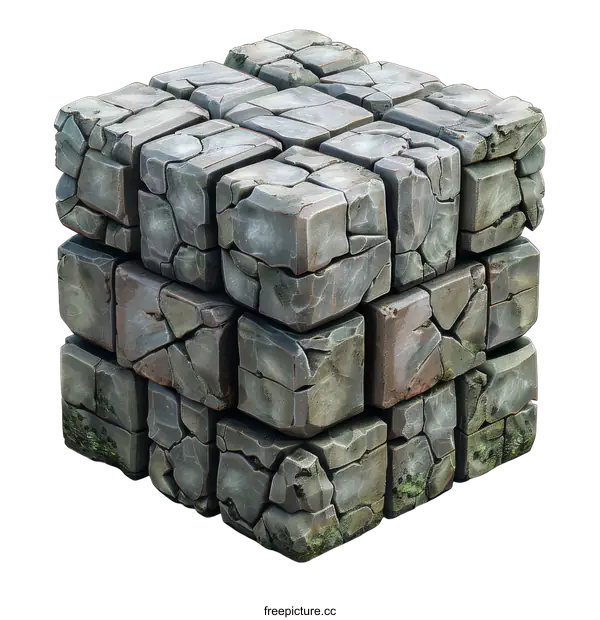 [Transparent Background PNG]Cubes made of stone