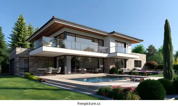 Modern villa with pool and garden