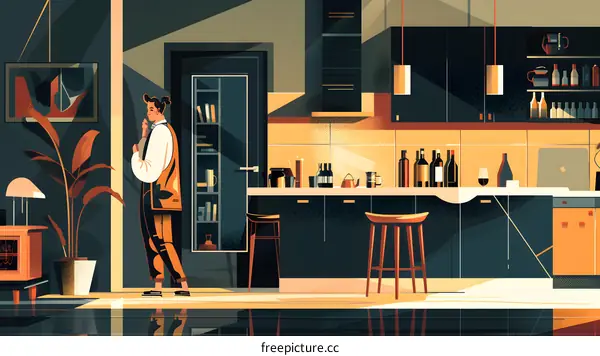 Man Standing in a Kitchen Wearing a Vest