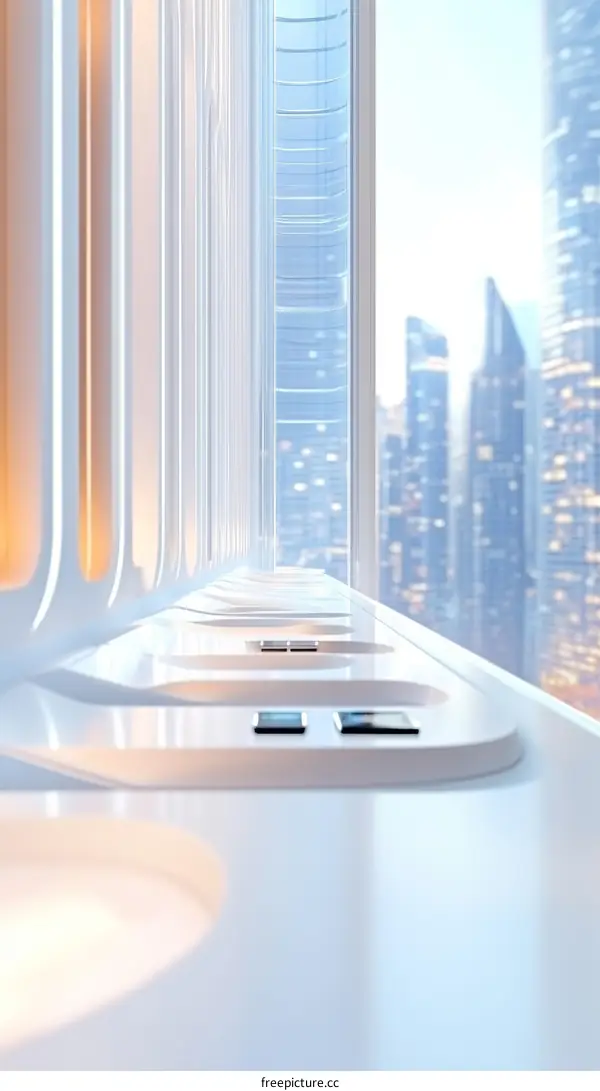 Modern Futuristic Architectural Interior Design with City View