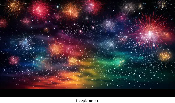 Fireworks Illuminate the Night Sky with Vibrant Colors