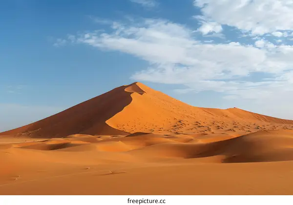Sand Dunes in the Sahara Desert Under Blue Sky