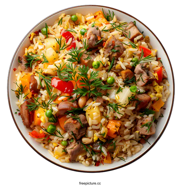 [Transparent Background PNG]Pork Fried Rice with Vegetables