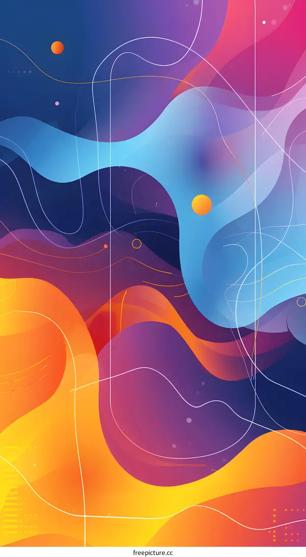 Abstract Gradient Background Design With Colorful Wavy Shapes
