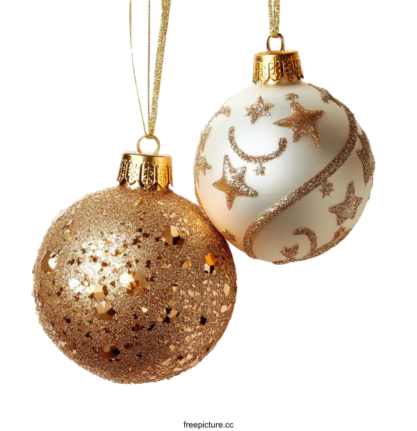 [Transparent Background PNG]Two Sparkling Christmas Ornaments