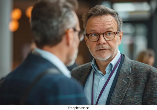 Portrait of two business people having a conversation