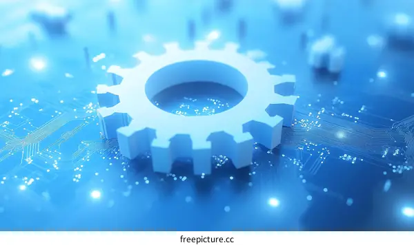 Abstract Technology Gear on Circuit Board