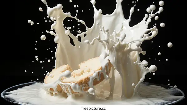 Milk splash with bread