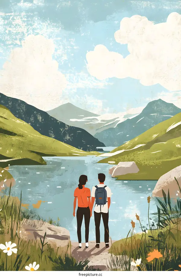 Couple Holding Hands While Hiking