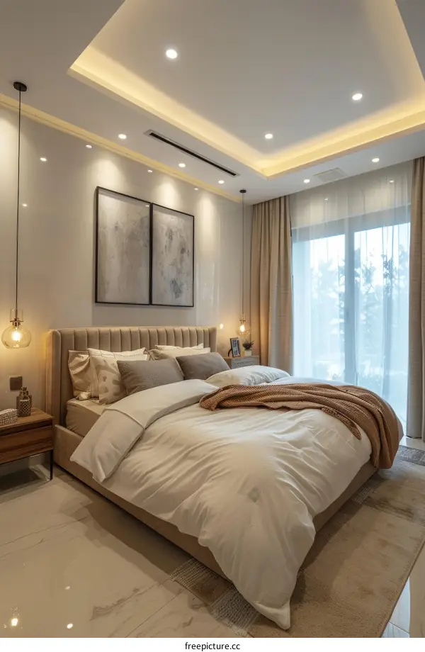 Modern Beige Bedroom Interior Design