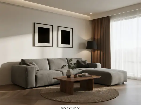 Modern Living Room with Comfortable Sofa and Natural Light