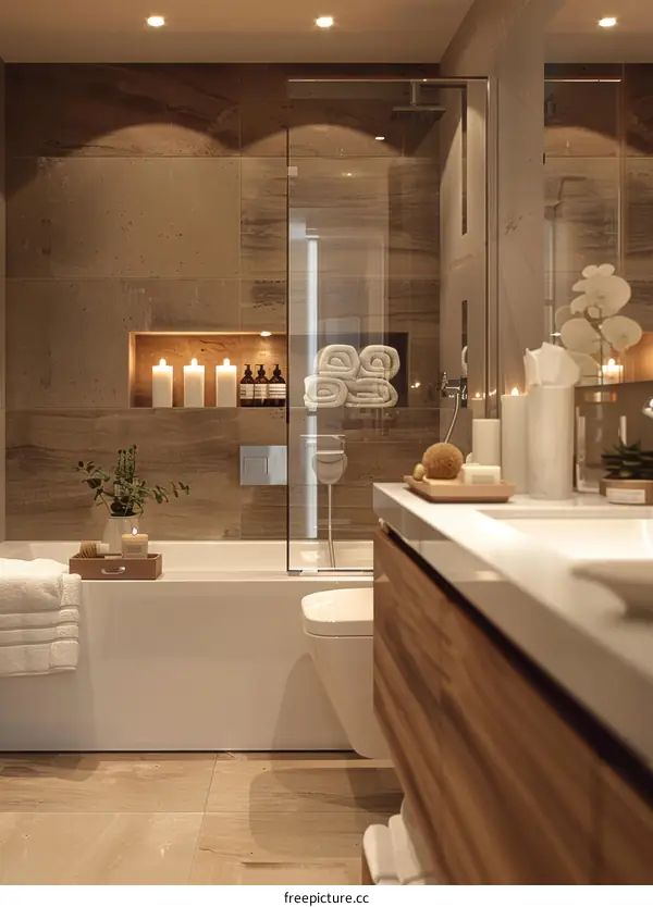 Modern Spa Bathroom Design with Natural Light