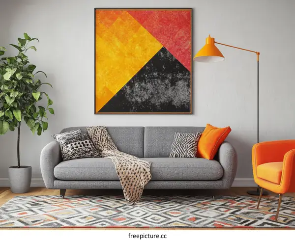 Modern Abstract Art Living Room Interior