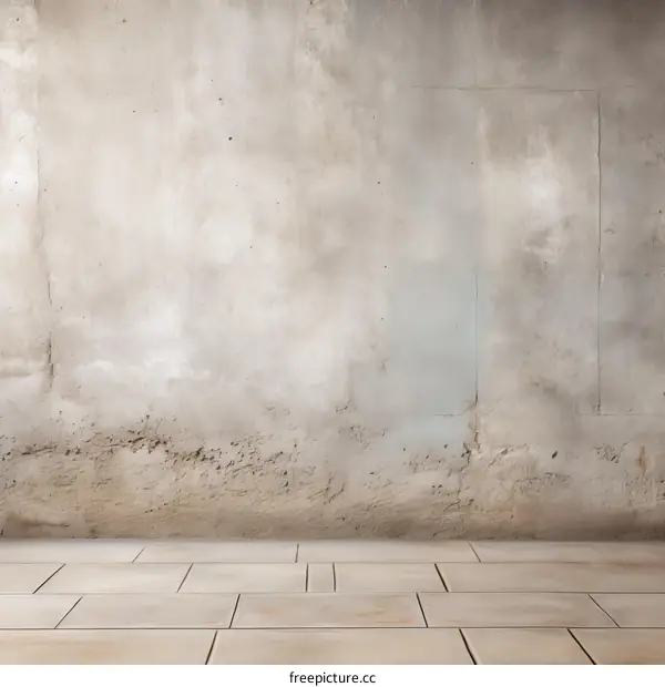 Old Weathered Concrete Wall with Wooden Floor