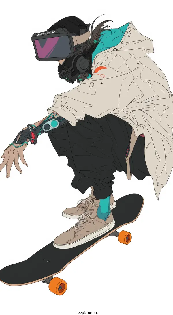 A young man wearing a helmet and a mask skateboarding