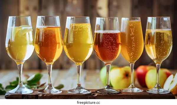 Apple Cider Tasting Flight with Different Flavors