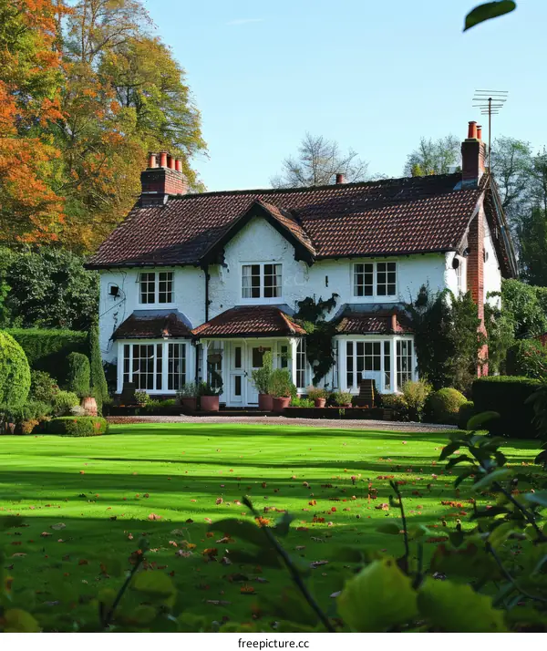 A beautiful English country house with a large garden