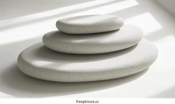 Three Stacked Stones Composition for Meditation and Zen