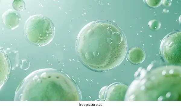 Abstract Green Bubbles in Liquid