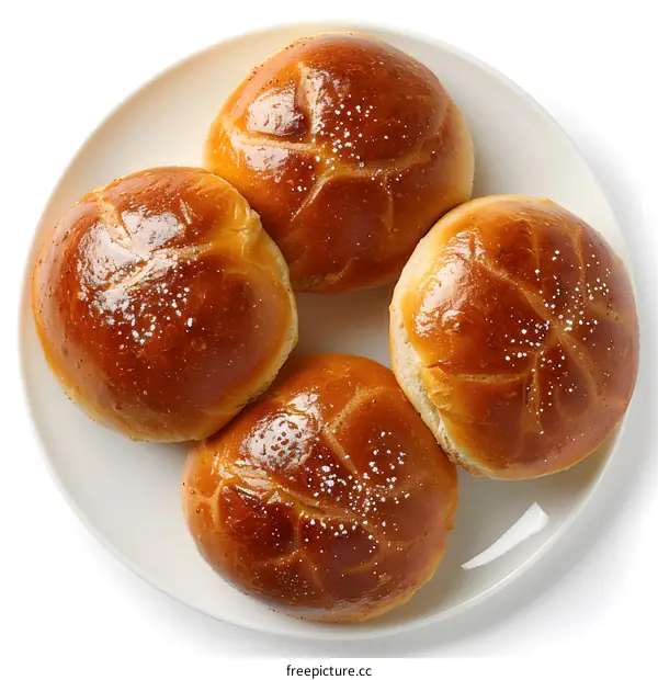 Freshly baked bread rolls on plate