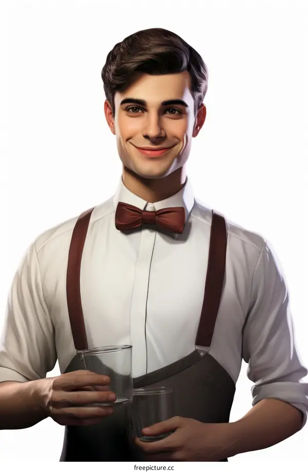 Handsome bartender with a warm smile