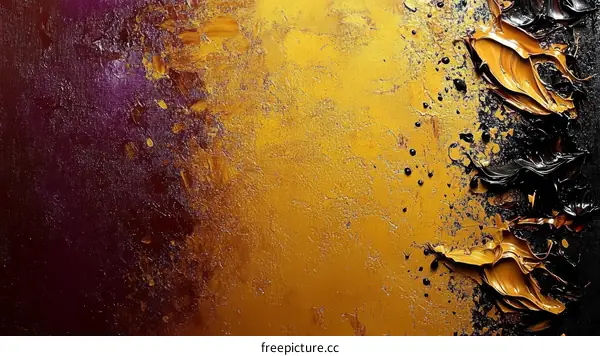 Abstract Painting with Gold and Dark Colors