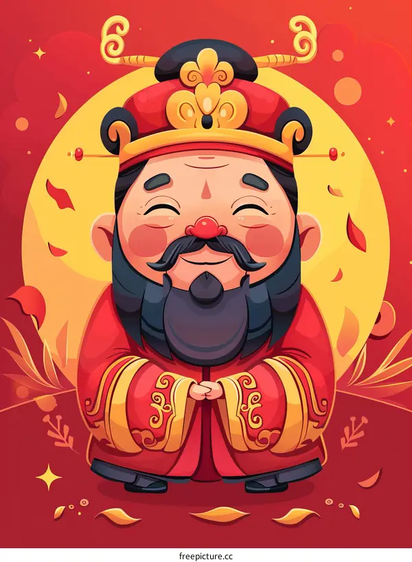 Cute Cartoon Chinese Man in Traditional Clothing