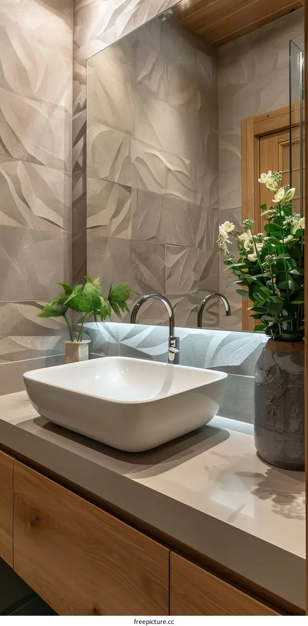 Modern Bathroom Vanity with Stylish Tiles