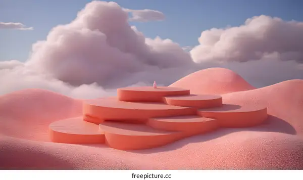 Pink Abstract Cloud Platforms Minimalist Background