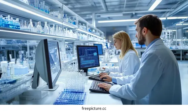 Scientists Working in Modern Laboratory