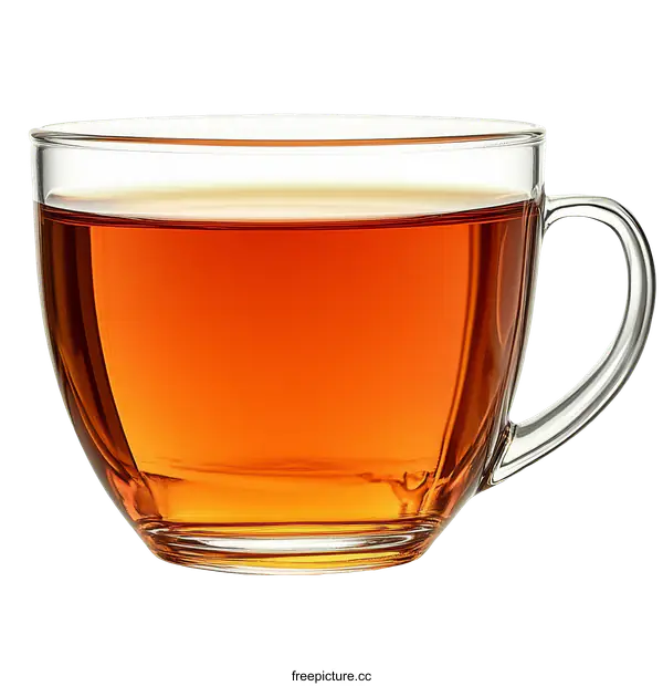[Transparent Background PNG]Transparent Glass Tea Cup Filled with Warm Tea