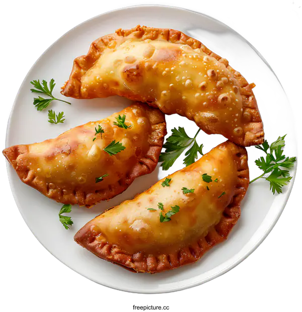 [Transparent Background PNG]Delicious Empanadas on White Plate