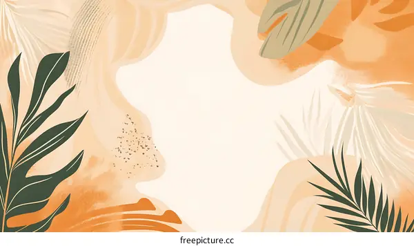 Abstract Tropical Leaves Background Illustration