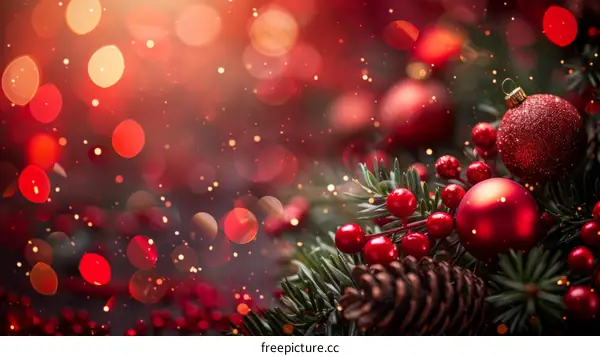 Christmas background with red and gold decorations