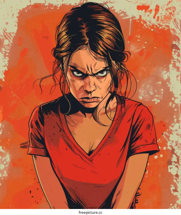 Angry Woman Portrait Illustration
