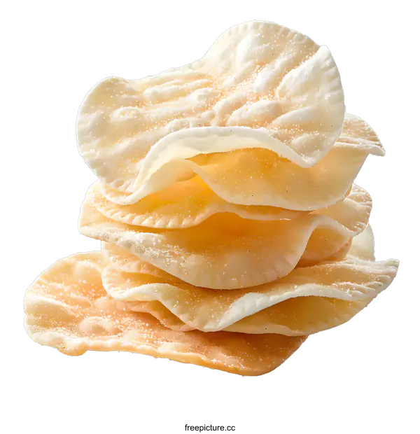 [Transparent Background PNG]A stack of white and yellow potato chips