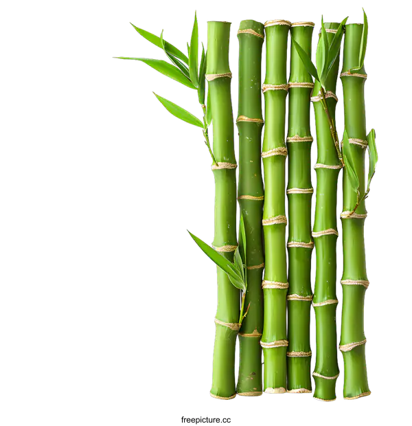 [Transparent Background PNG]Green Bamboo Stalks on White Background