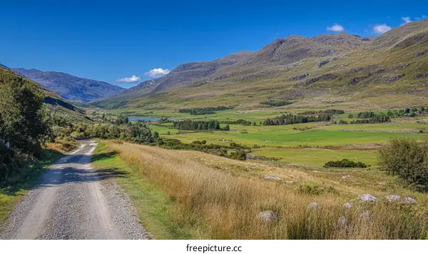 Scenic Mountain Valley Landscape with Country Road