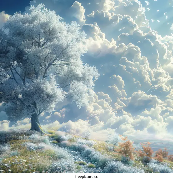 A Winter Day with a Snow-Covered Tree