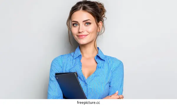 Confident Business Woman Holding a Tablet