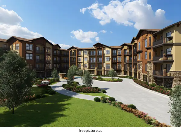 Modern Apartment Building Exterior Rendering