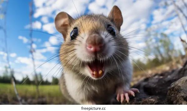Cute Rat with Open Mouth Close-up