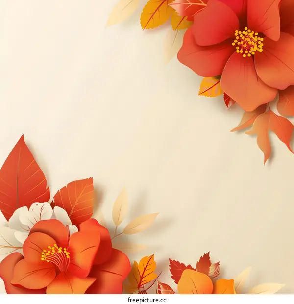 Autumn Floral Papercut Background