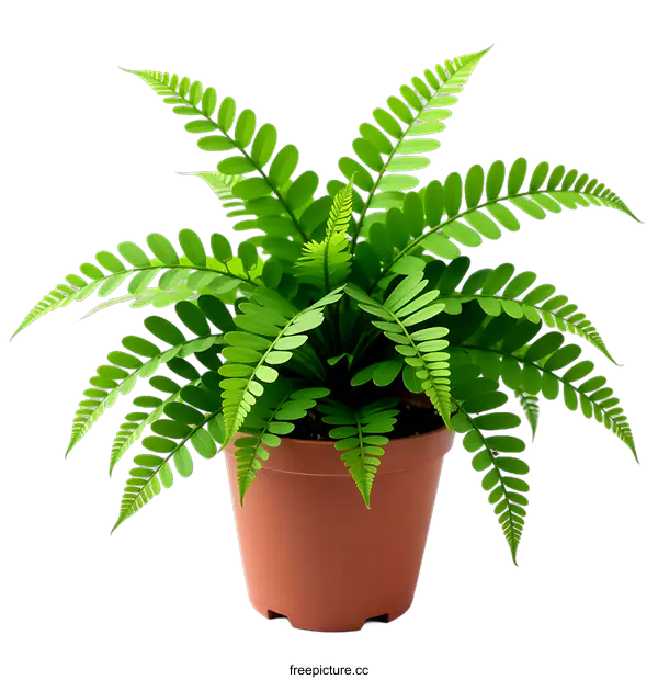 [Transparent Background PNG]Vibrant Fern Plant in Terracotta Pot