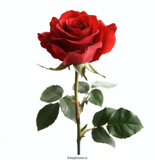 Beautiful Red Rose on White Background