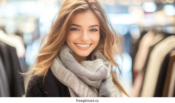 Smiling Woman in a Fashionable Outfit
