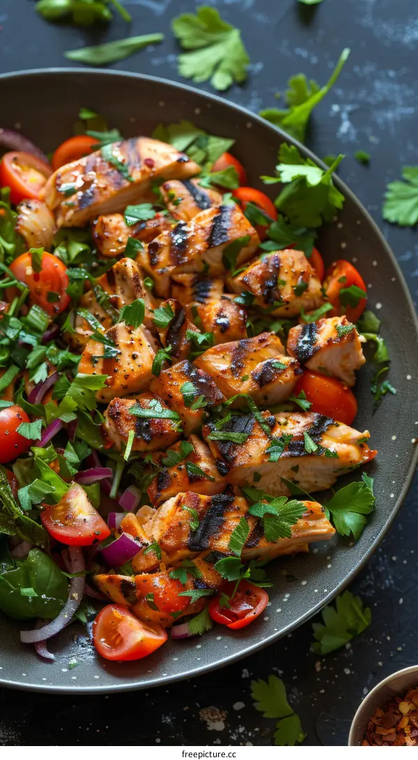 Delectable Grilled Peri Peri Chicken with Refreshing Tomato and Herb Salad