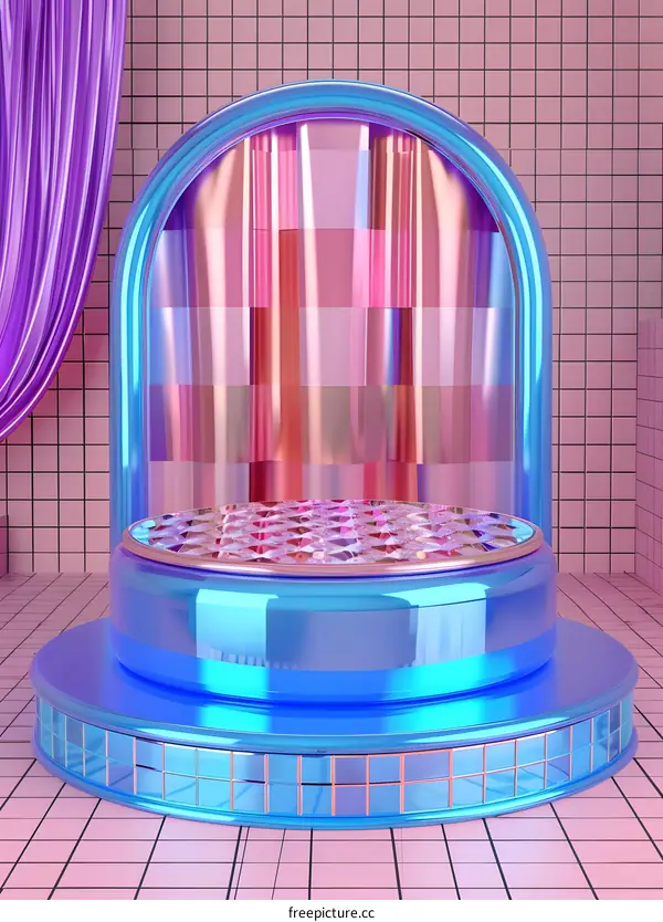 Abstract 3D Render of a Blue and Pink Podium