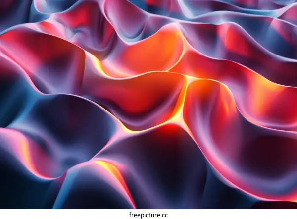 Colorful 3D rendering of a wavy surface with glowing red and yellow lines